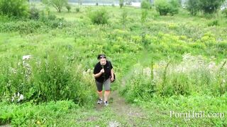 Dasha pee on the railway
