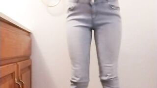 Desperate amateur teen girl floods her pants