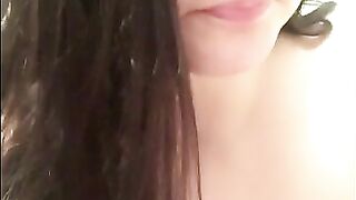 Cute brunette girl piss for drinking