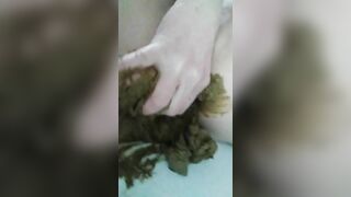 Nasty lady shitting and smearing