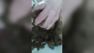 Nasty lady shitting and smearing