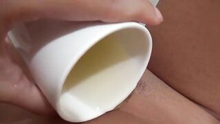 Fart comes with peeing closeup