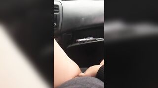 Lovely amateur girlfriend masturbates and pee in the car