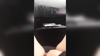 Lovely amateur girlfriend masturbates and pee in the car