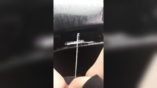 Lovely amateur girlfriend masturbates and pee in the car