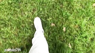 Girl outdoor pee desperation