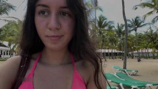 Girl peeing her bikini in the public