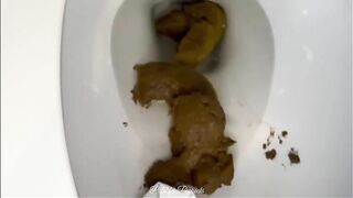 Messy dark shit in the toilet for you