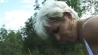 Real hot granny bitch poops in the grass