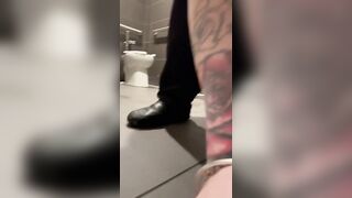 Having some fun on the public toilet