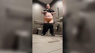 Having some fun on the public toilet