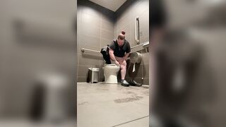 Having some fun on the public toilet