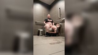 Having some fun on the public toilet