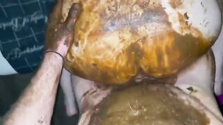 Sexy shit covered wife enjoying scat fuck