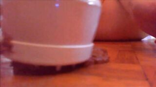 Mature lady masturbating with vibrator and shit