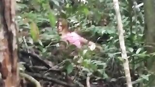 Outdoor peeing queen caught on cam