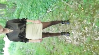 Pee play mature in nylon- Outdoor