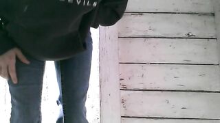 Pretty College girl shitting hard outside