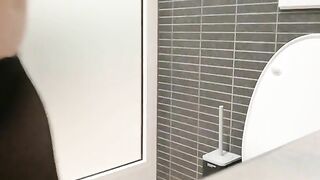 Sweet blonde lady with shaved pussy caught pissing