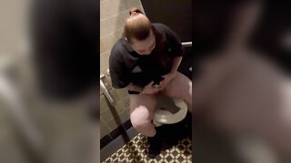 Chubby mature lady bathroom piss