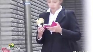Japanese office bitch pooping in the public