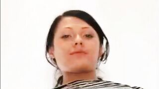 Russian mistress pissing on the slave