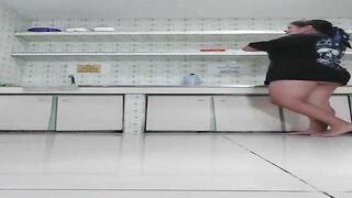 Two sexy naked babes pooping on the floor