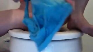 Shaved pussy bitch teasing and pissing