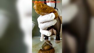 Hot masked babe selfie poop