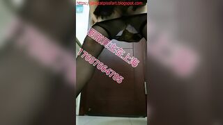 Sexy lady in pantyhose teasing and pooping
