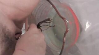 Slutty teeny masturbates and piss