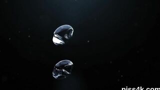 Sultry lesbian chicks get sprayed with pee