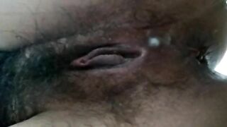 Mature hairy lady pissing and pooping nicely