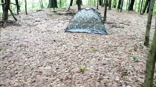 Two Teens pissing by the tent