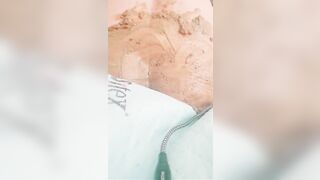 Slutty babe covered in the shit