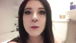 Gorgeous brunette girlfriend eating shit