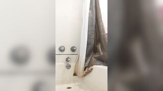 Nasty lady panty pees in the shower