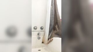 Nasty lady panty pees in the shower