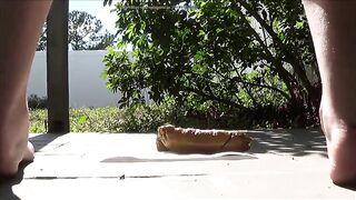 Dirty ass girl shitting in the backyard