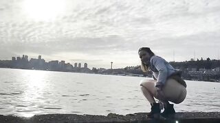 Cute amateur girlfriend shitting outdoor