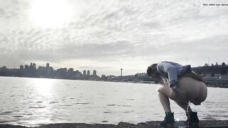 Cute amateur girlfriend shitting outdoor