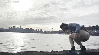 Cute amateur girlfriend shitting outdoor