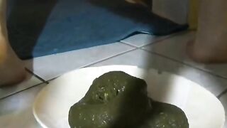 Sweet dark green shit from sexy ass