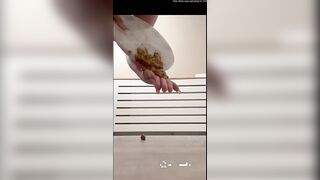 Chubby ass lady shitting on the floor