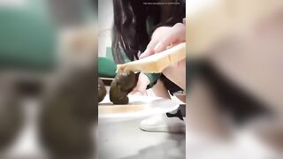 Brunette lady shitting nice big load