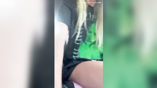 Cute blonde teen girl shitting in the car