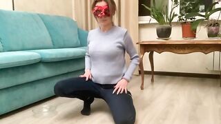 Slim sexy MILF pissing and shitting