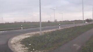 Amateur lady piss and poop on the road