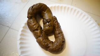 Dark asshole and long hard poop