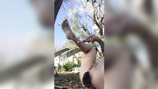 Stunning blonde girl leaking out black long turd